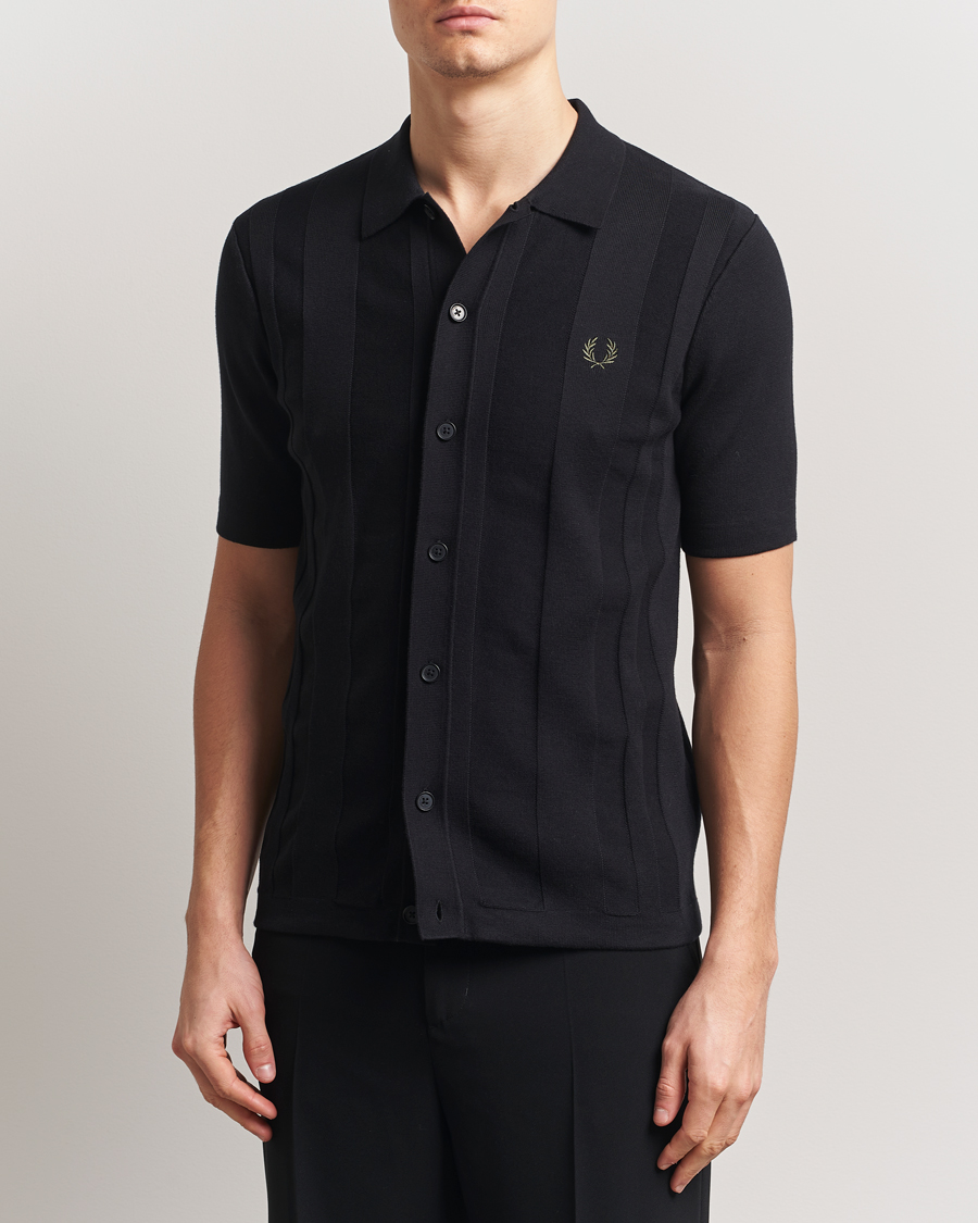 Hombres | Camisas | Fred Perry | Knitted Short Sleeve Shirt Black