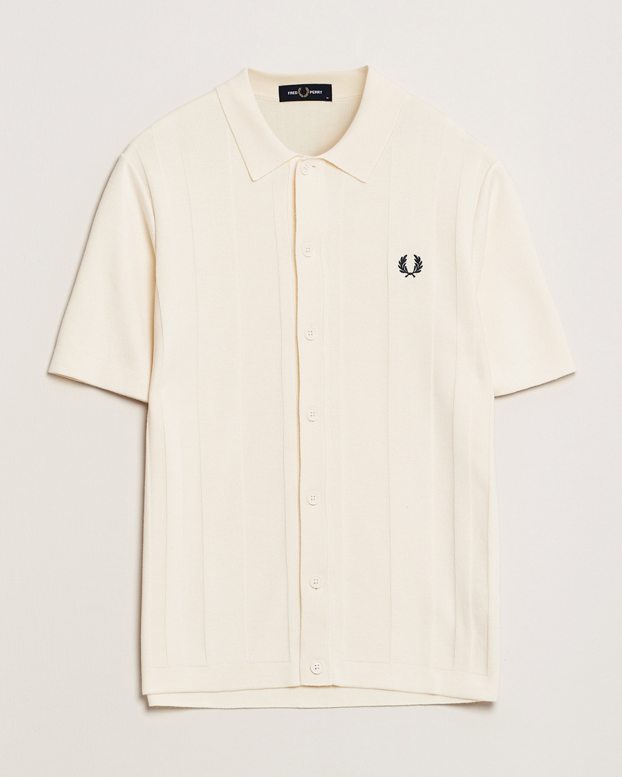 Hombres | Camisas | Fred Perry | Knitted Short Sleeve Shirt Ecru