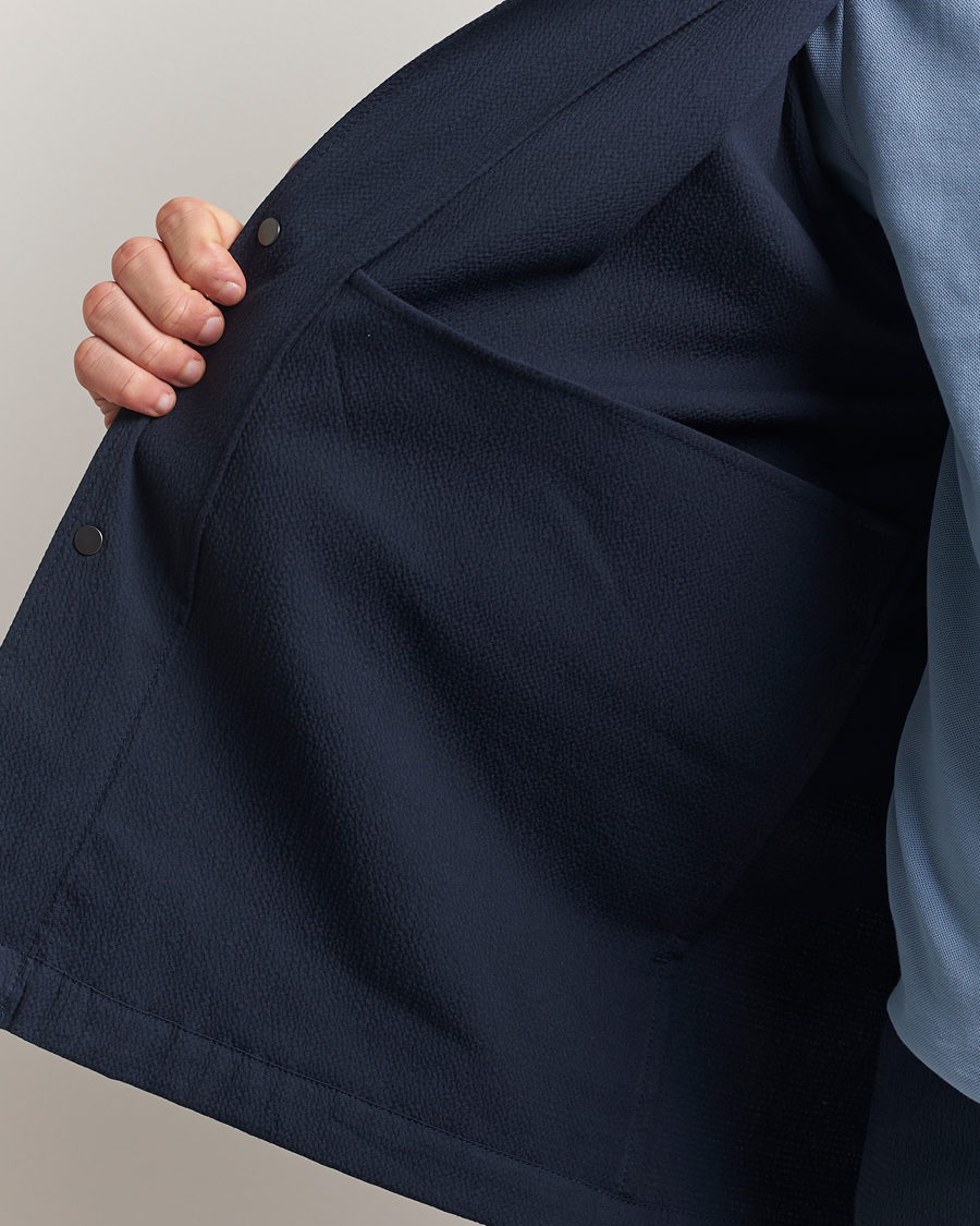 Hombres | Camisas | J.Lindeberg | Celian Seersucker Overshirt Navy