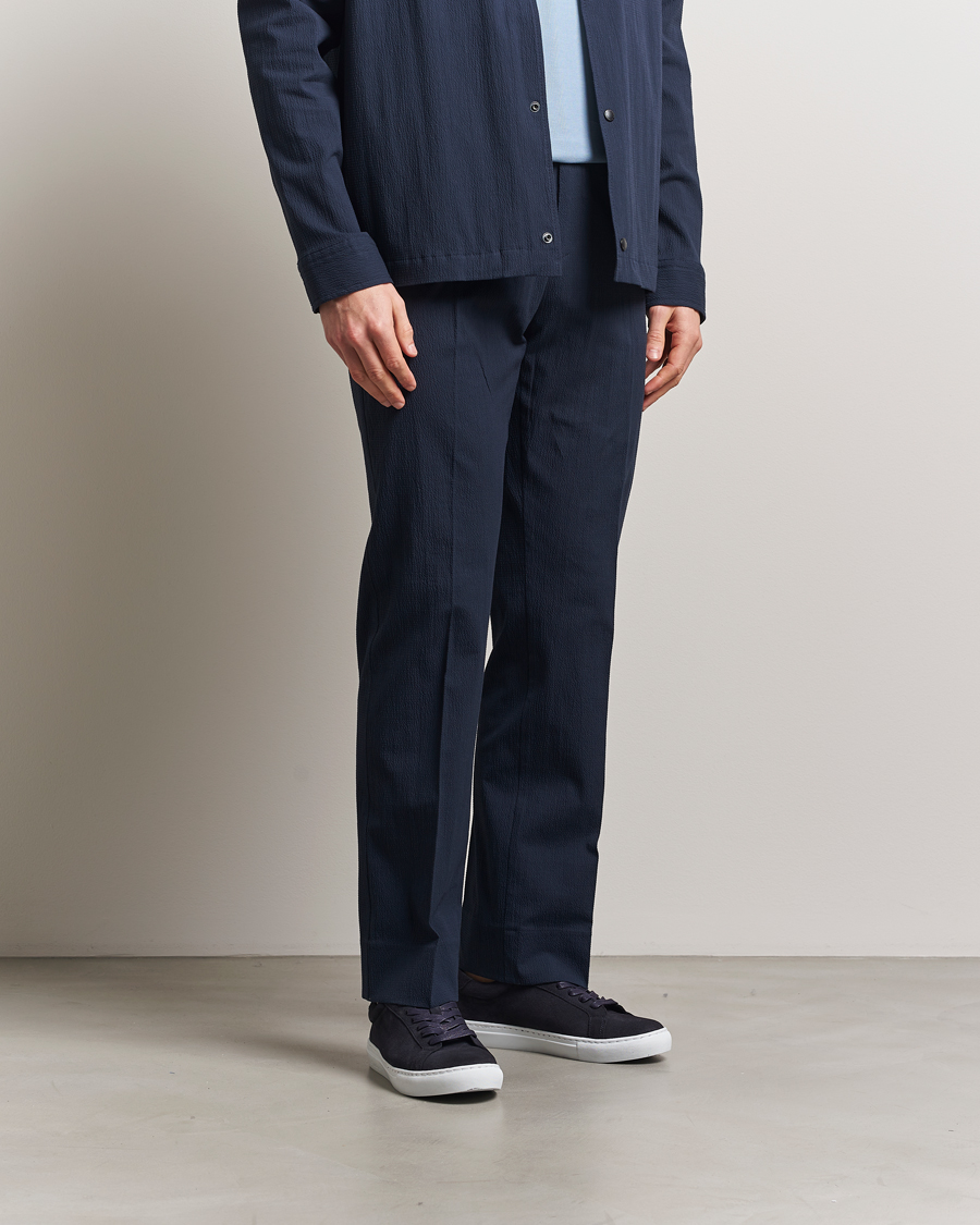 Hombres | Pantalones | J.Lindeberg | Dropper Seersucker Pants Navy