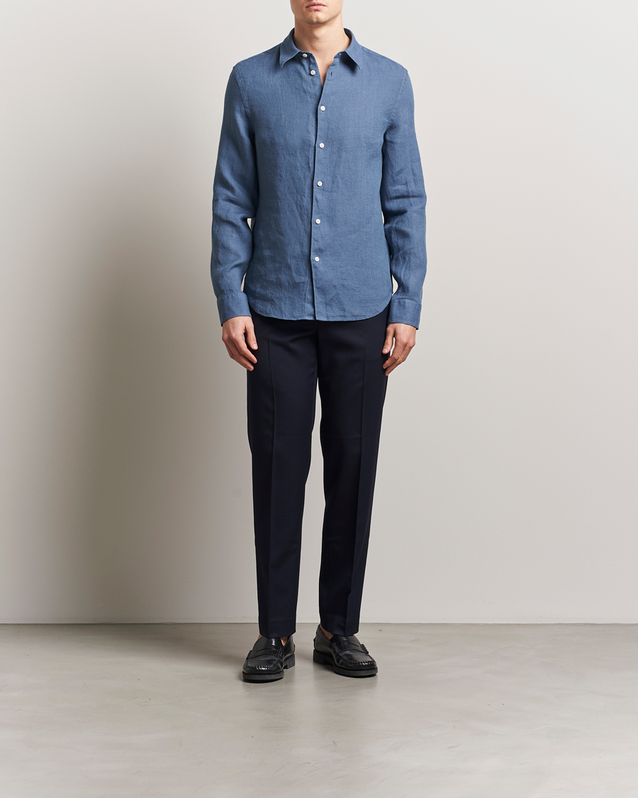 Hombres | Camisas | J.Lindeberg | Slim Linen Melange Shirt Rain Washed