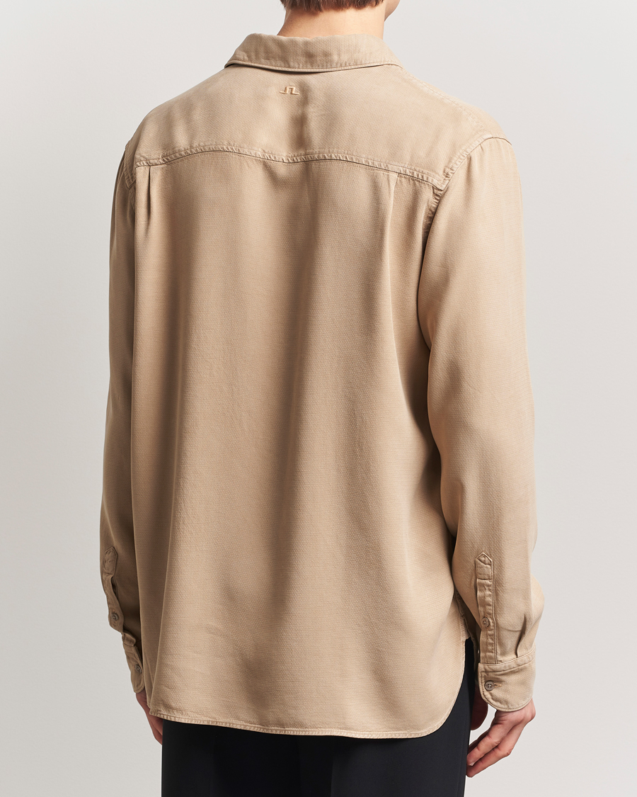 Hombres | Camisas | J.Lindeberg | Garment Dyed Structure Tencel Shirt Khaki