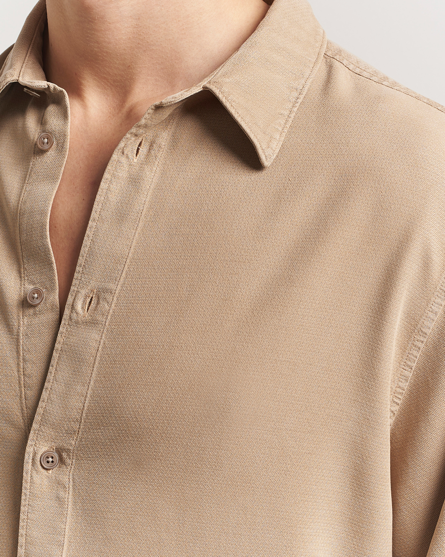 Hombres | Camisas | J.Lindeberg | Garment Dyed Structure Tencel Shirt Khaki