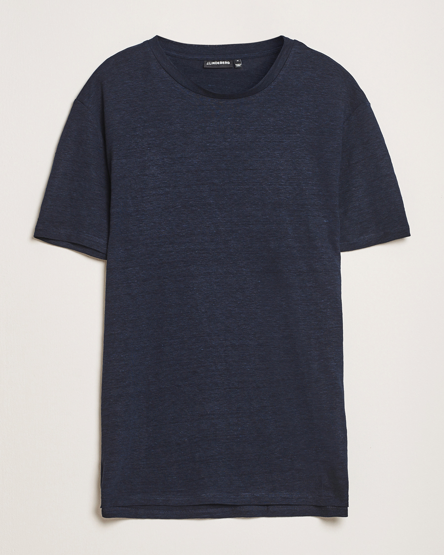 Hombres | Camisetas | J.Lindeberg | Coma Linen T-Shirt Navy