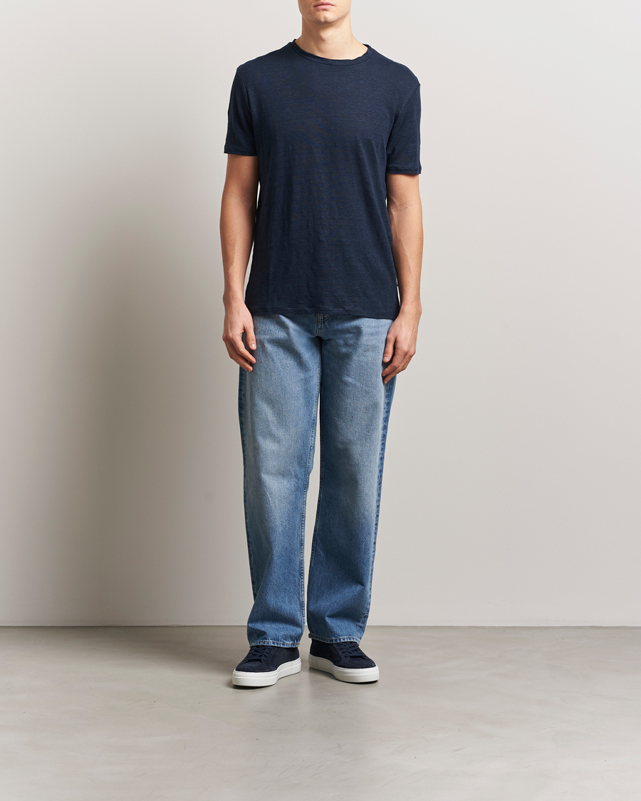 Hombres | Camisetas | J.Lindeberg | Coma Linen T-Shirt Navy