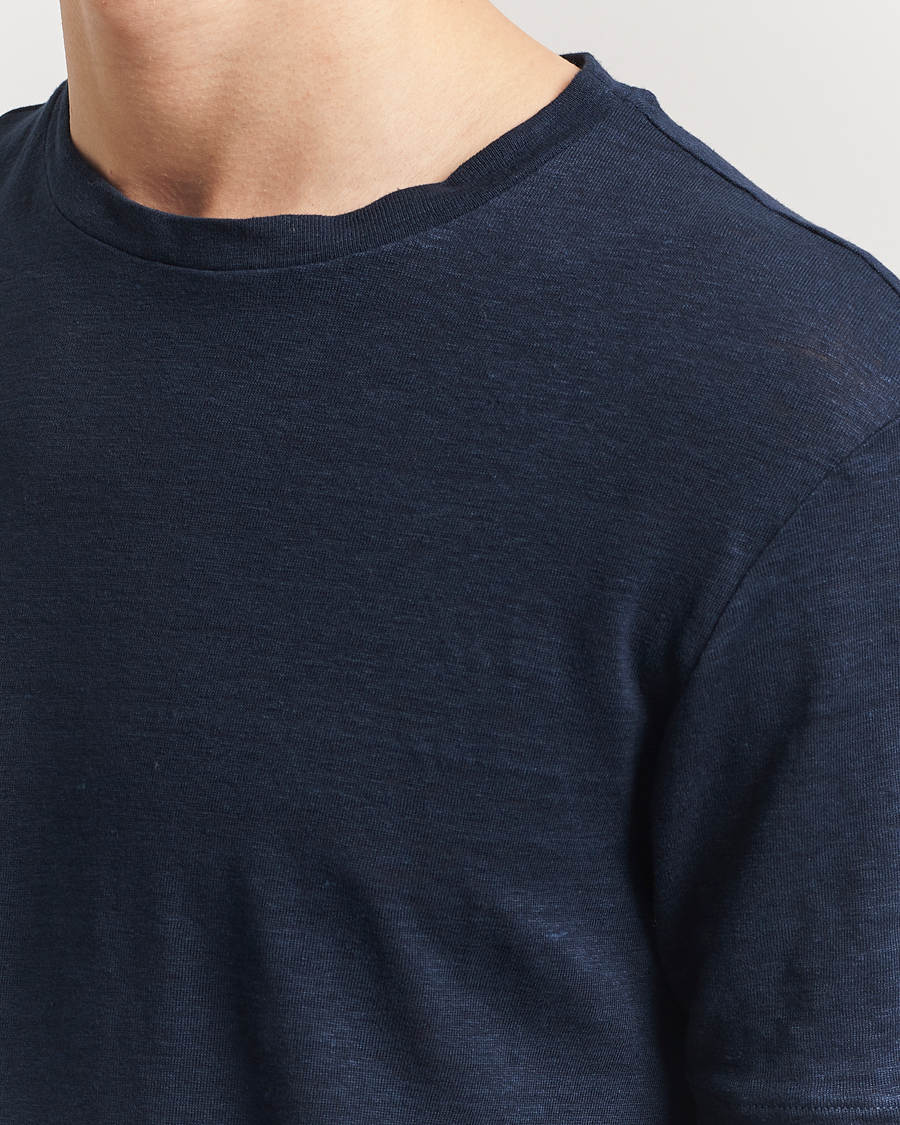 Hombres | Camisetas | J.Lindeberg | Coma Linen T-Shirt Navy