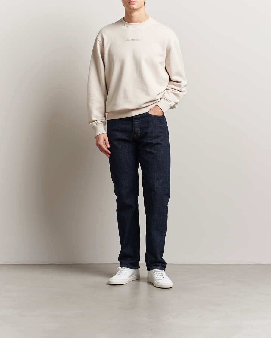 Hombres | Jerséis y prendas de punto | J.Lindeberg | Callan Cotton Crew Neck Moonbeam