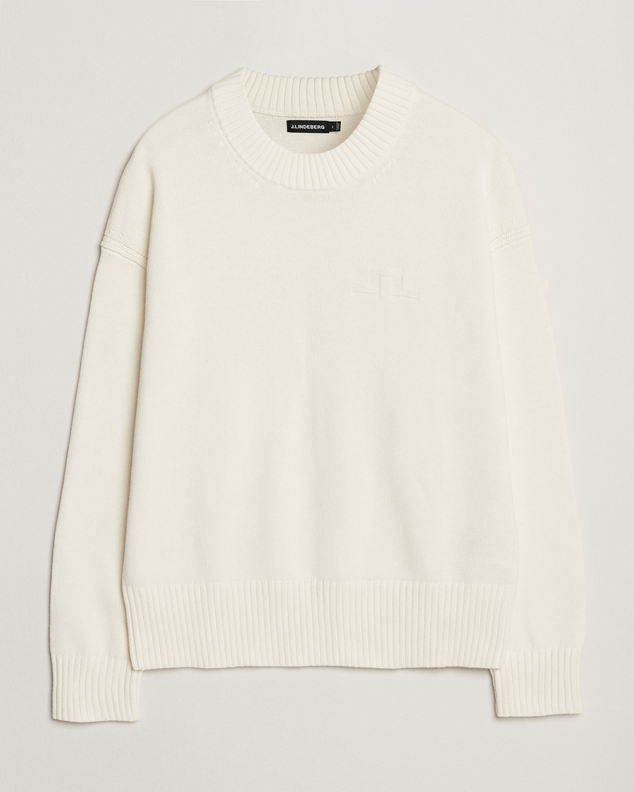 Hombres | Jerséis y prendas de punto | J.Lindeberg | Eddy Cotton/Wool Crewneck White