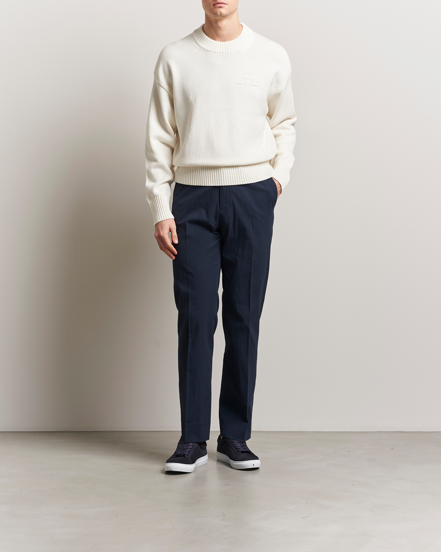 Hombres | Jerséis y prendas de punto | J.Lindeberg | Eddy Cotton/Wool Crewneck White