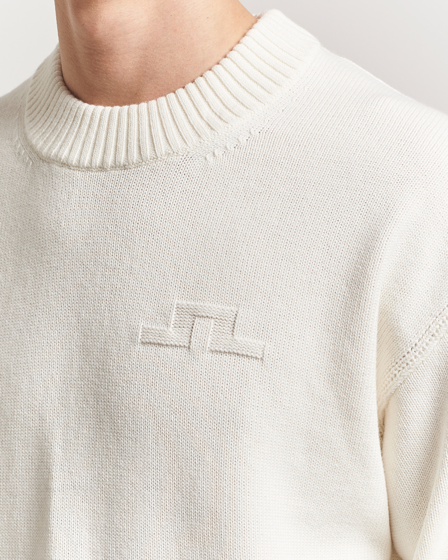 Hombres | Jerséis y prendas de punto | J.Lindeberg | Eddy Cotton/Wool Crewneck White
