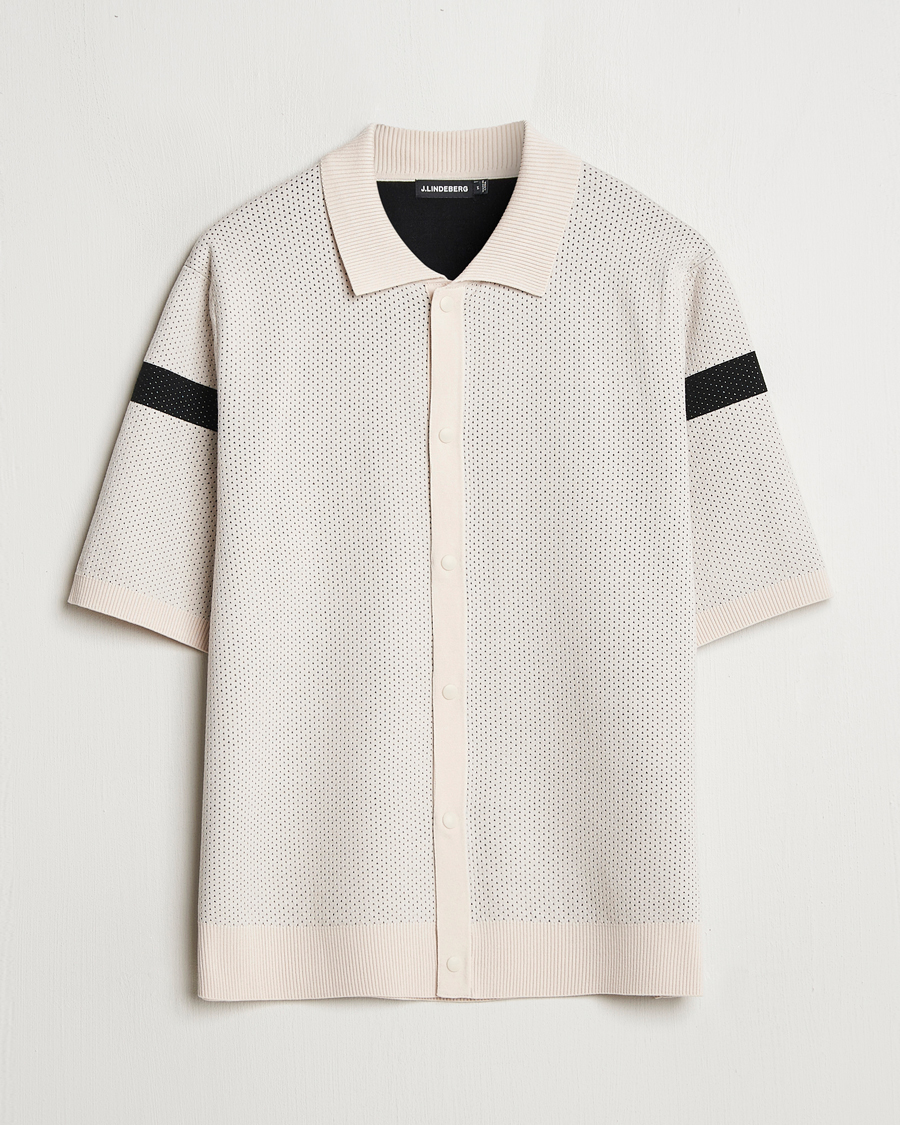 Hombres | Camisas | J.Lindeberg | Rayne Short Sleeve Knitted Shirt Moonbeam