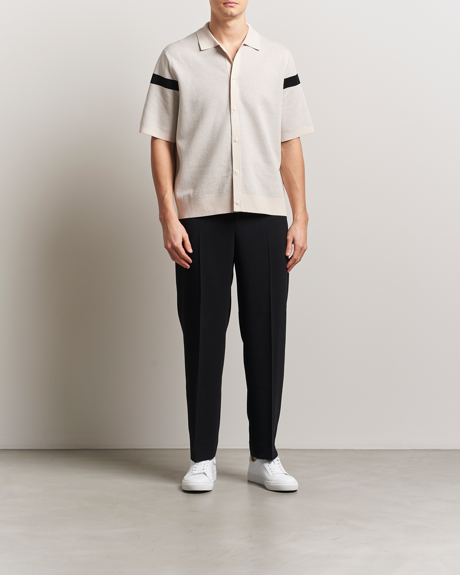 Hombres | Camisas | J.Lindeberg | Rayne Short Sleeve Knitted Shirt Moonbeam