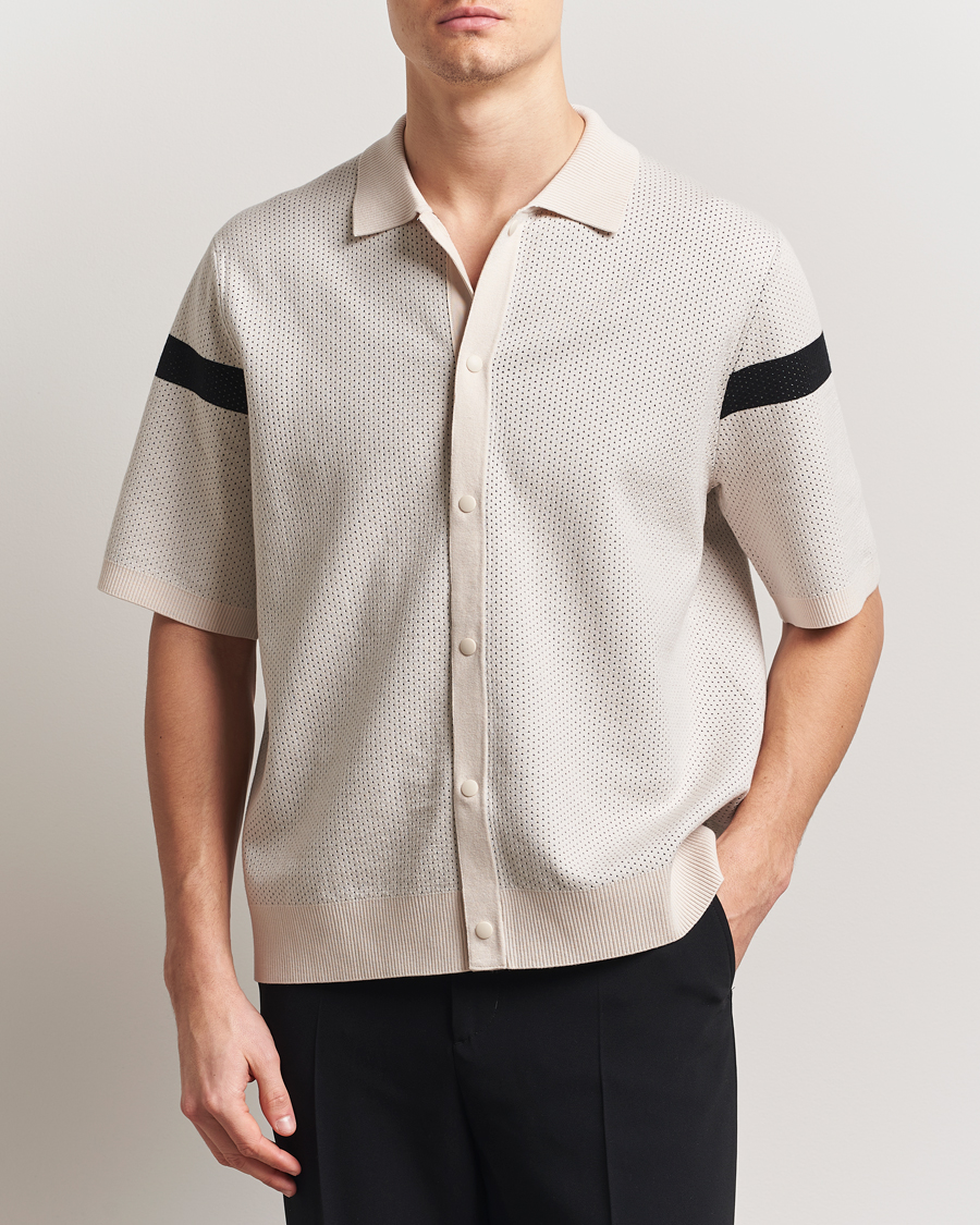 Hombres | Camisas | J.Lindeberg | Rayne Short Sleeve Knitted Shirt Moonbeam