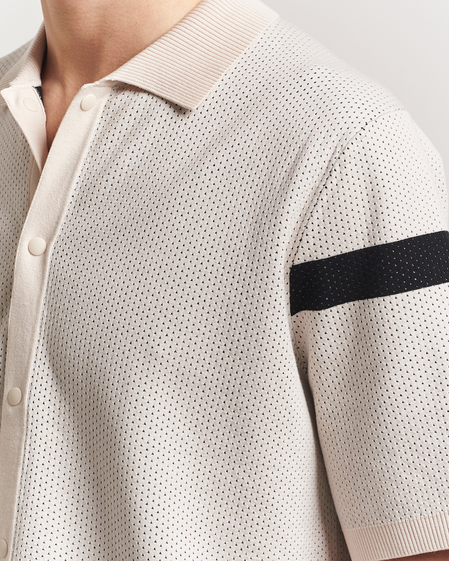 Hombres | Camisas | J.Lindeberg | Rayne Short Sleeve Knitted Shirt Moonbeam