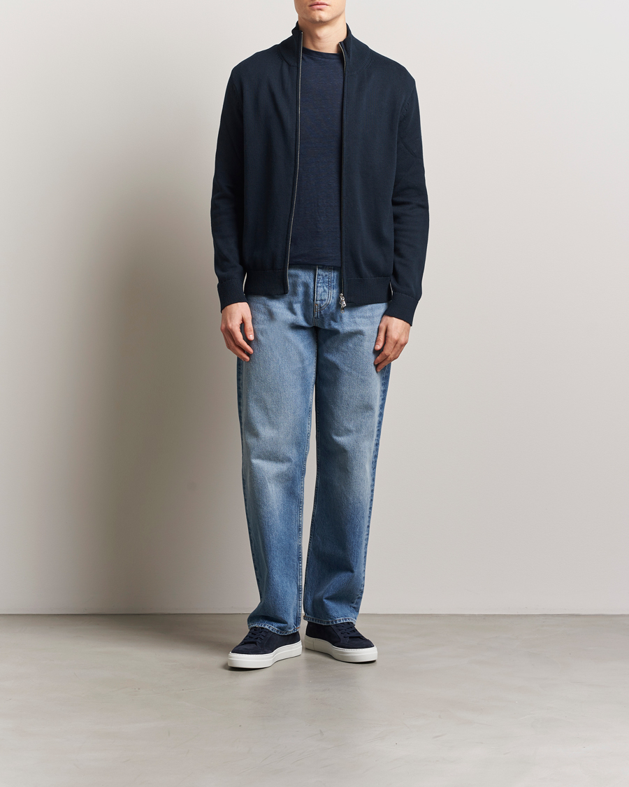 Hombres | Jerséis y prendas de punto | J.Lindeberg | Alexis Full Zip Cotton Cardigan Navy