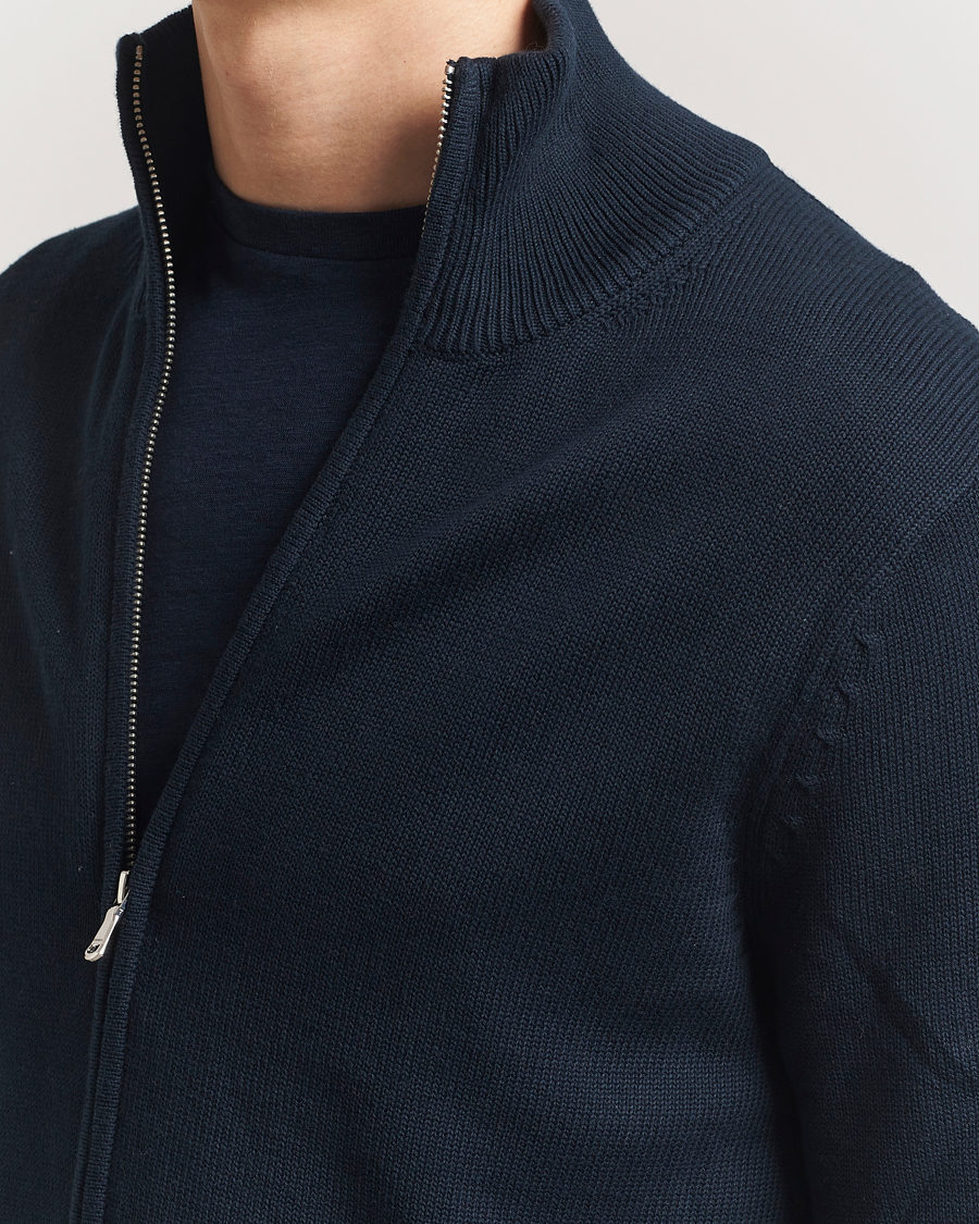 Hombres | Jerséis y prendas de punto | J.Lindeberg | Alexis Full Zip Cotton Cardigan Navy