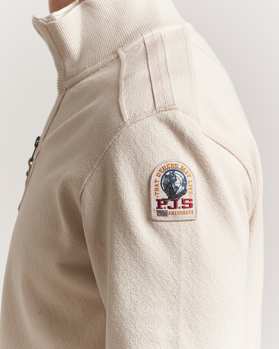 Hombres | Jerséis y prendas de punto | Parajumpers | Lenard Groundfield Half Zip Antique White