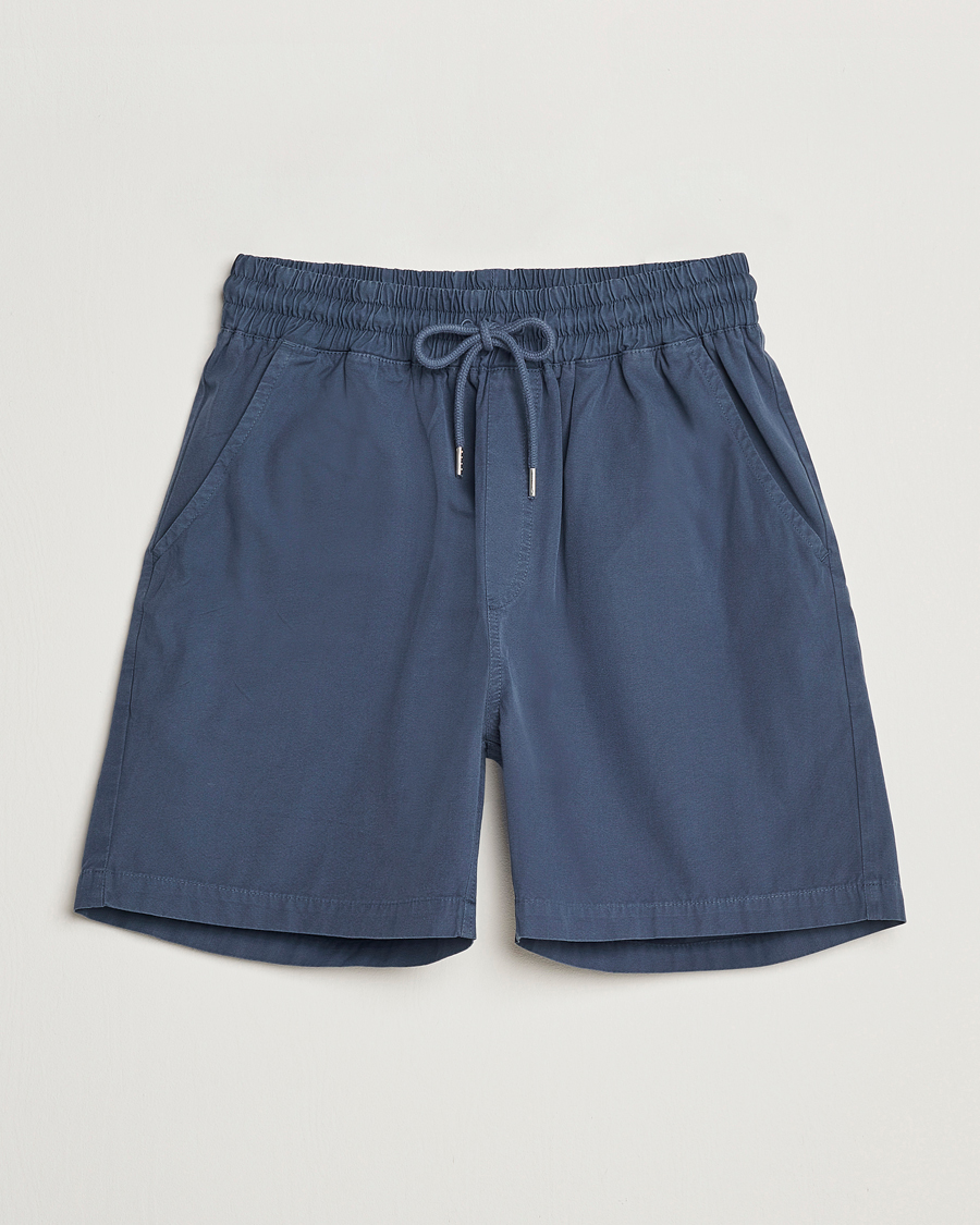 Hombres | Pantalones cortos | Colorful Standard | Classic Organic Twill Drawstring Shorts Petrol Blue