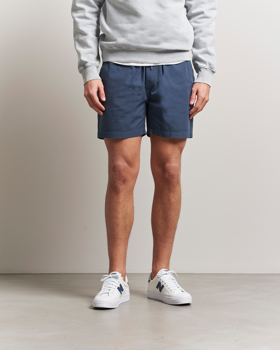 Hombres | Pantalones cortos | Colorful Standard | Classic Organic Twill Drawstring Shorts Petrol Blue