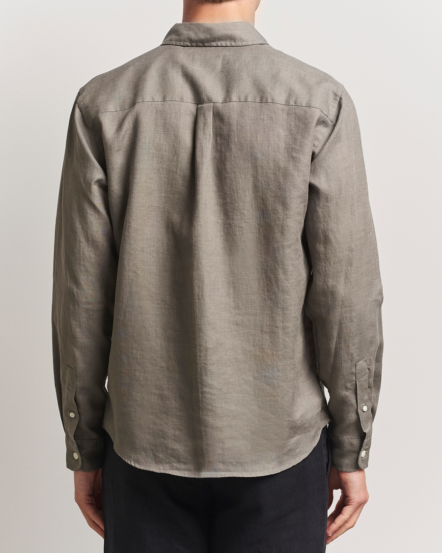 Hombres | Camisas | Colorful Standard | Garment Dyed Linen Shirt Dusty Olive