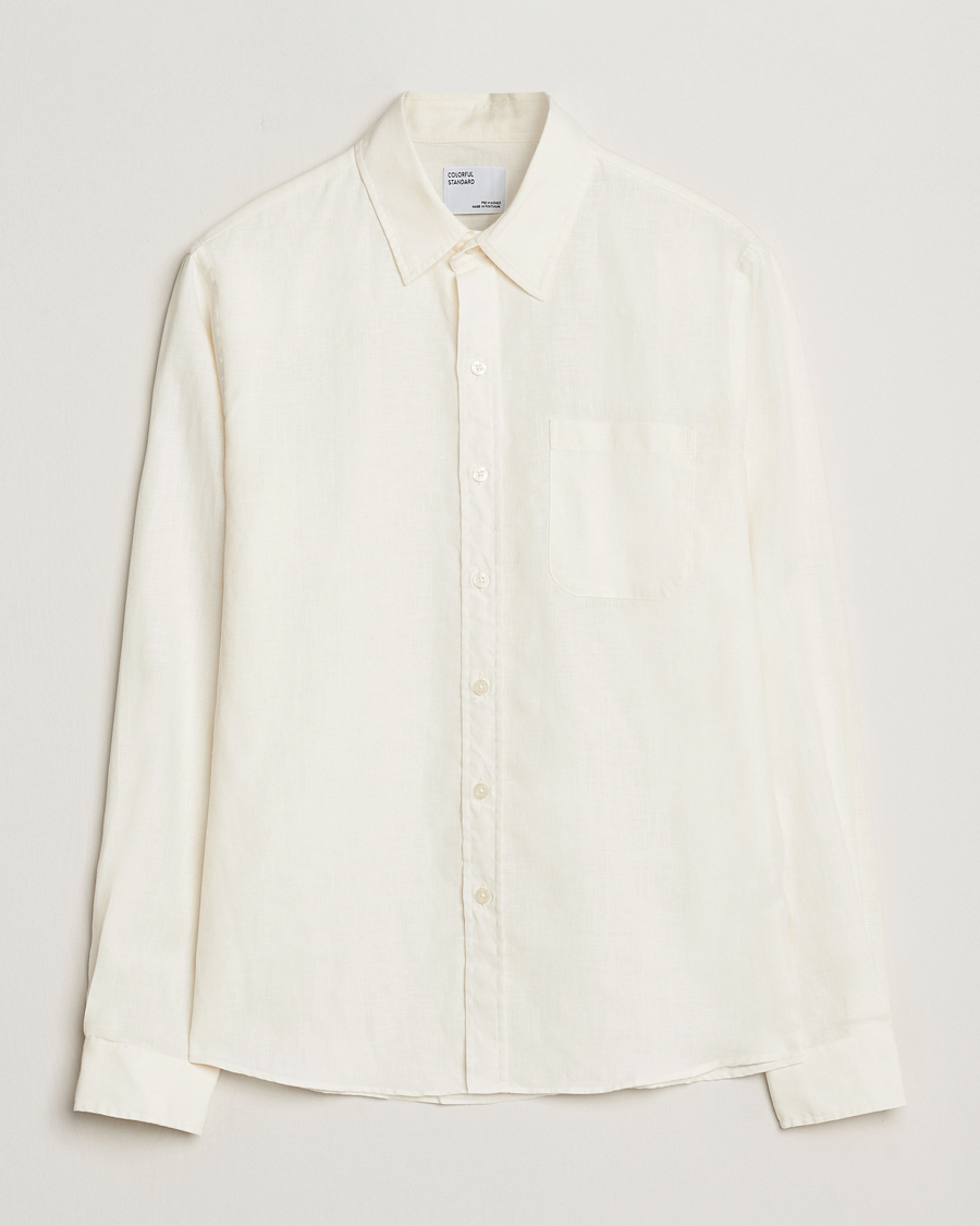 Hombres | Camisas | Colorful Standard | Garment Dyed Linen Shirt Ivory White