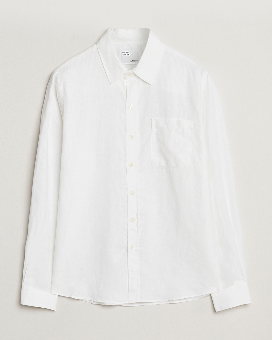 Hombres | Camisas | Colorful Standard | Garment Dyed Linen Shirt Optical White