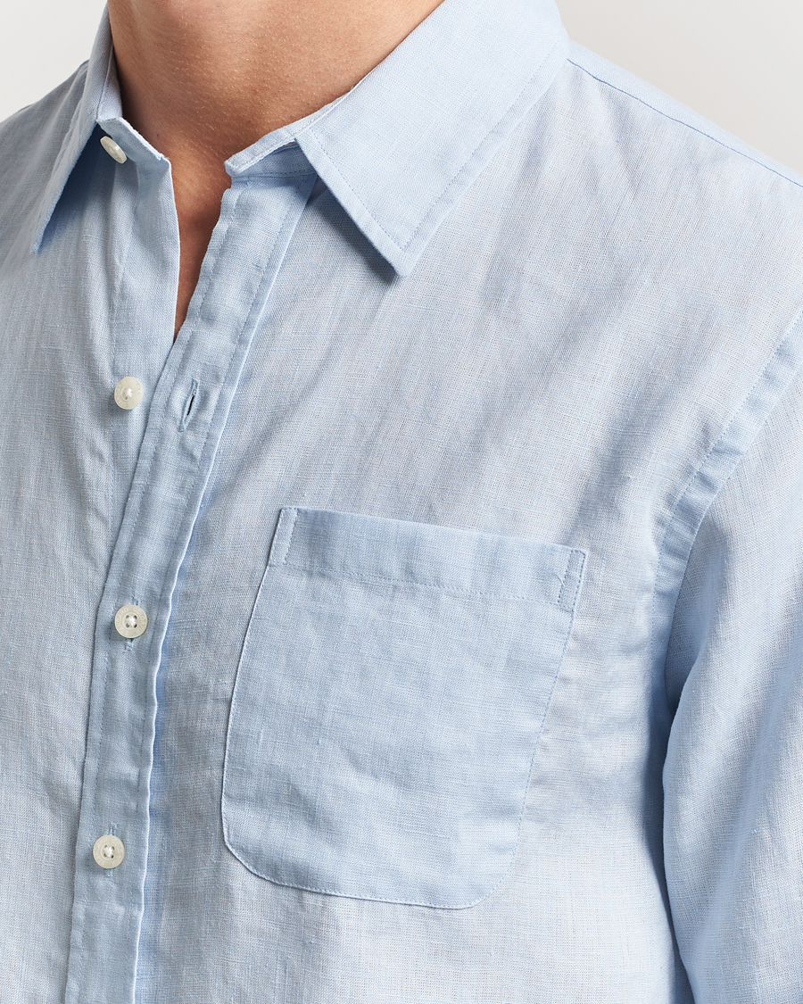 Hombres | Camisas | Colorful Standard | Garment Dyed Linen Shirt Polar Blue