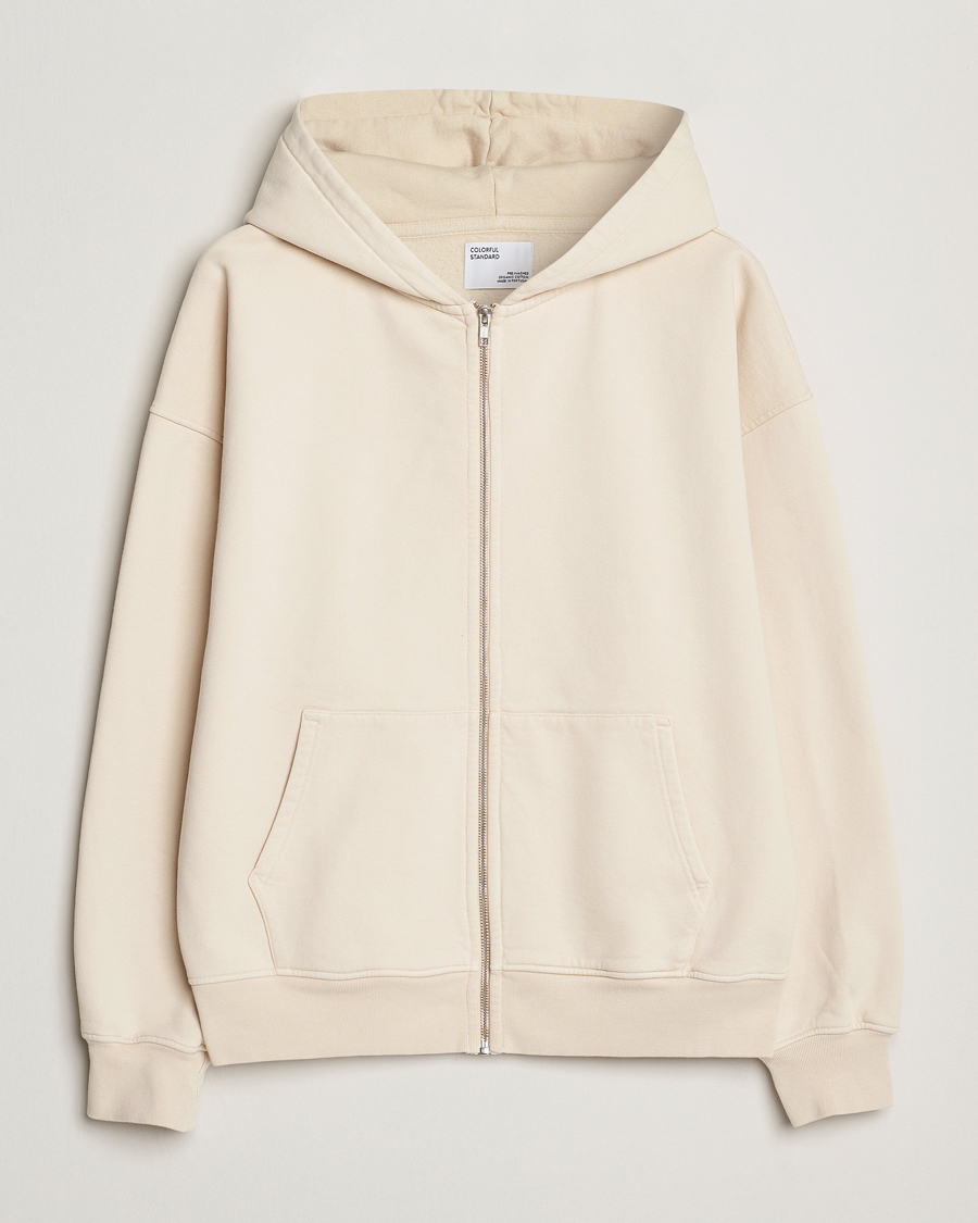 Hombres | Jerséis y prendas de punto | Colorful Standard | Organic Full Zip Hoodie Ivory White