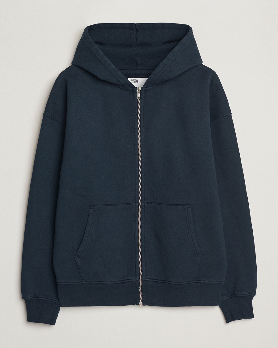 Hombres | Jerséis y prendas de punto | Colorful Standard | Classic Organic Full Zip Hoodie Navy Blue