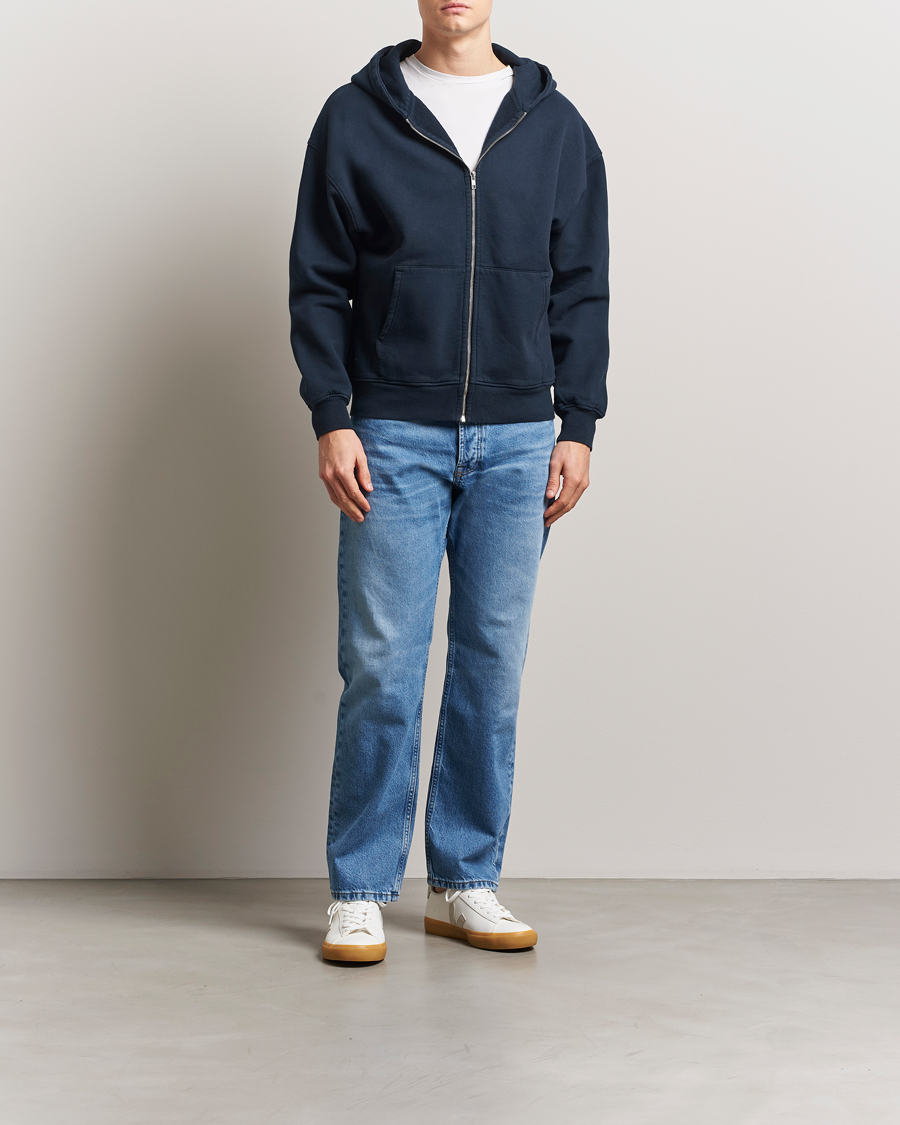 Hombres | Jerséis y prendas de punto | Colorful Standard | Classic Organic Full Zip Hoodie Navy Blue