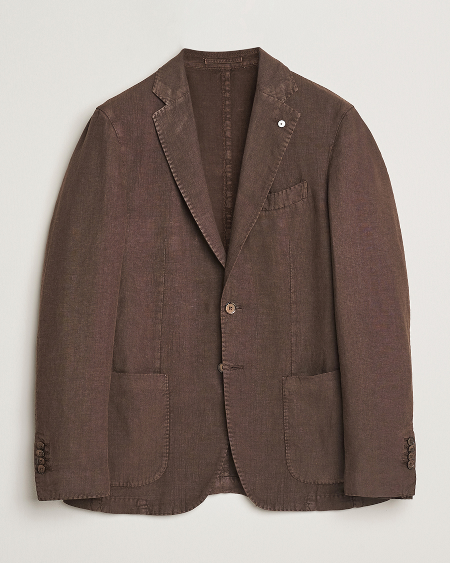 Hombres | Blazers | L.B.M. 1911 | Jack Regular Fit Linen Blazer Dark Brown