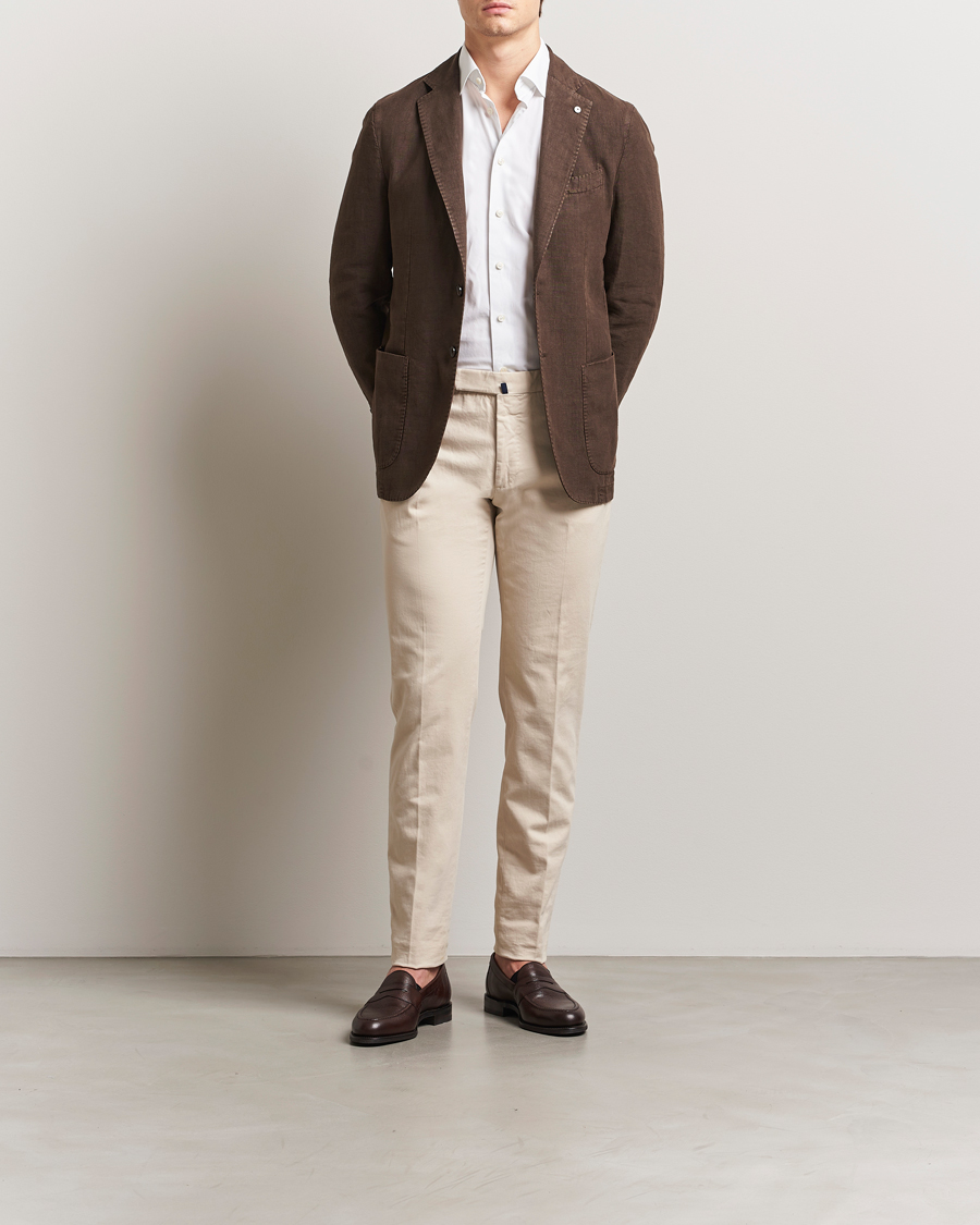 Hombres | Blazers | L.B.M. 1911 | Jack Regular Fit Linen Blazer Dark Brown
