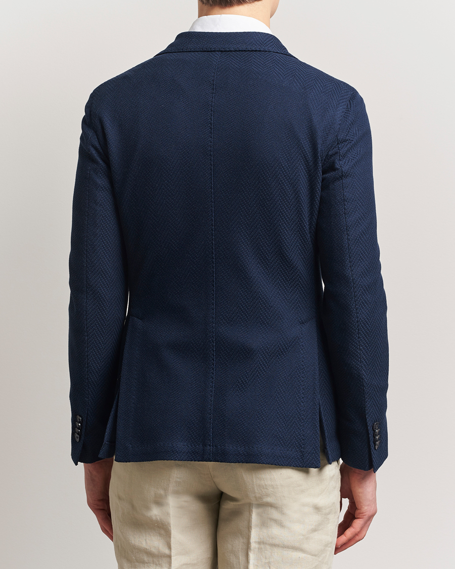 Hombres | Blazers | L.B.M. 1911 | Tom Double Breasted Herringbone Jersey Blazer Navy