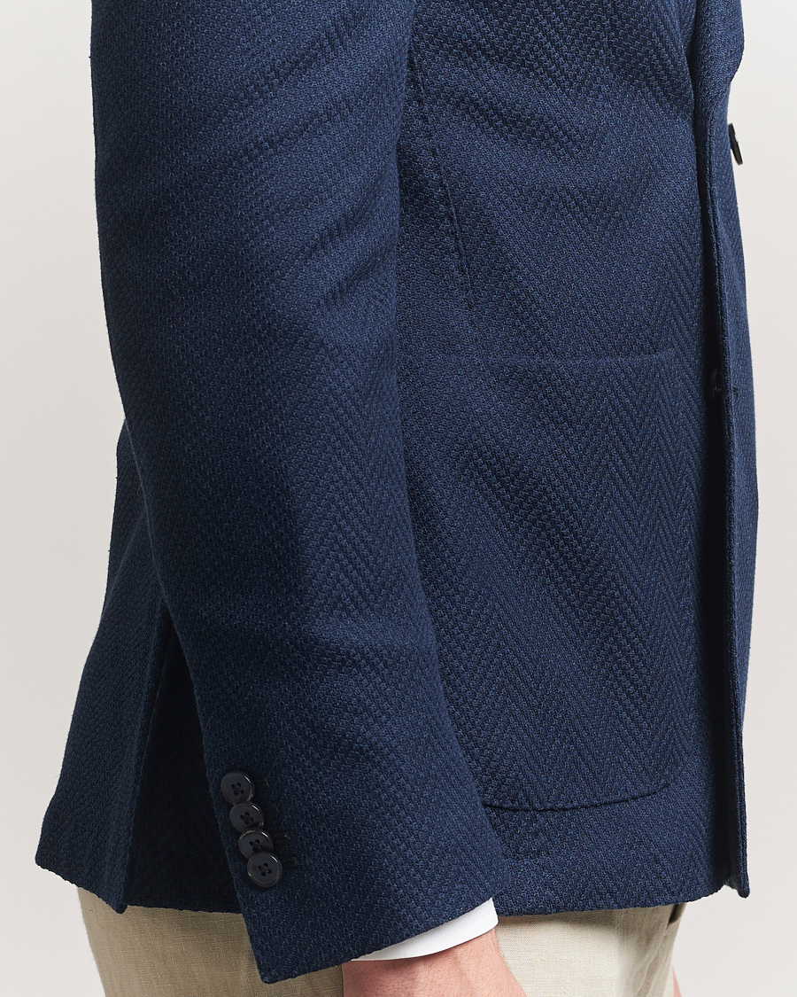 Hombres | Blazers | L.B.M. 1911 | Tom Double Breasted Herringbone Jersey Blazer Navy