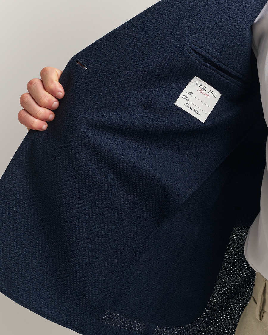 Hombres | Blazers | L.B.M. 1911 | Tom Double Breasted Herringbone Jersey Blazer Navy
