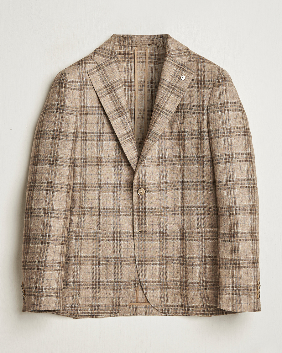 Hombres | Blazers | L.B.M. 1911 | Jack Regular Fit Silk/Wool Overcheck Blazer Brown