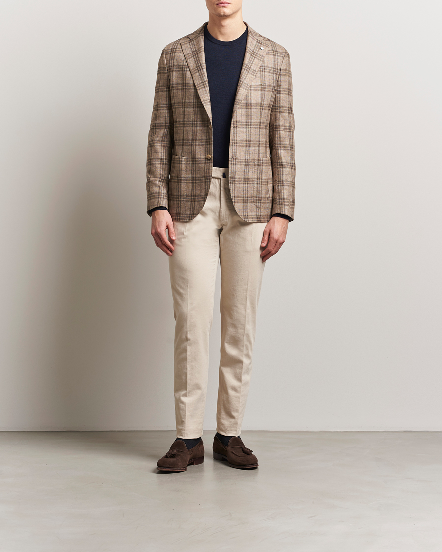 Hombres | Blazers | L.B.M. 1911 | Jack Regular Fit Silk/Wool Overcheck Blazer Brown