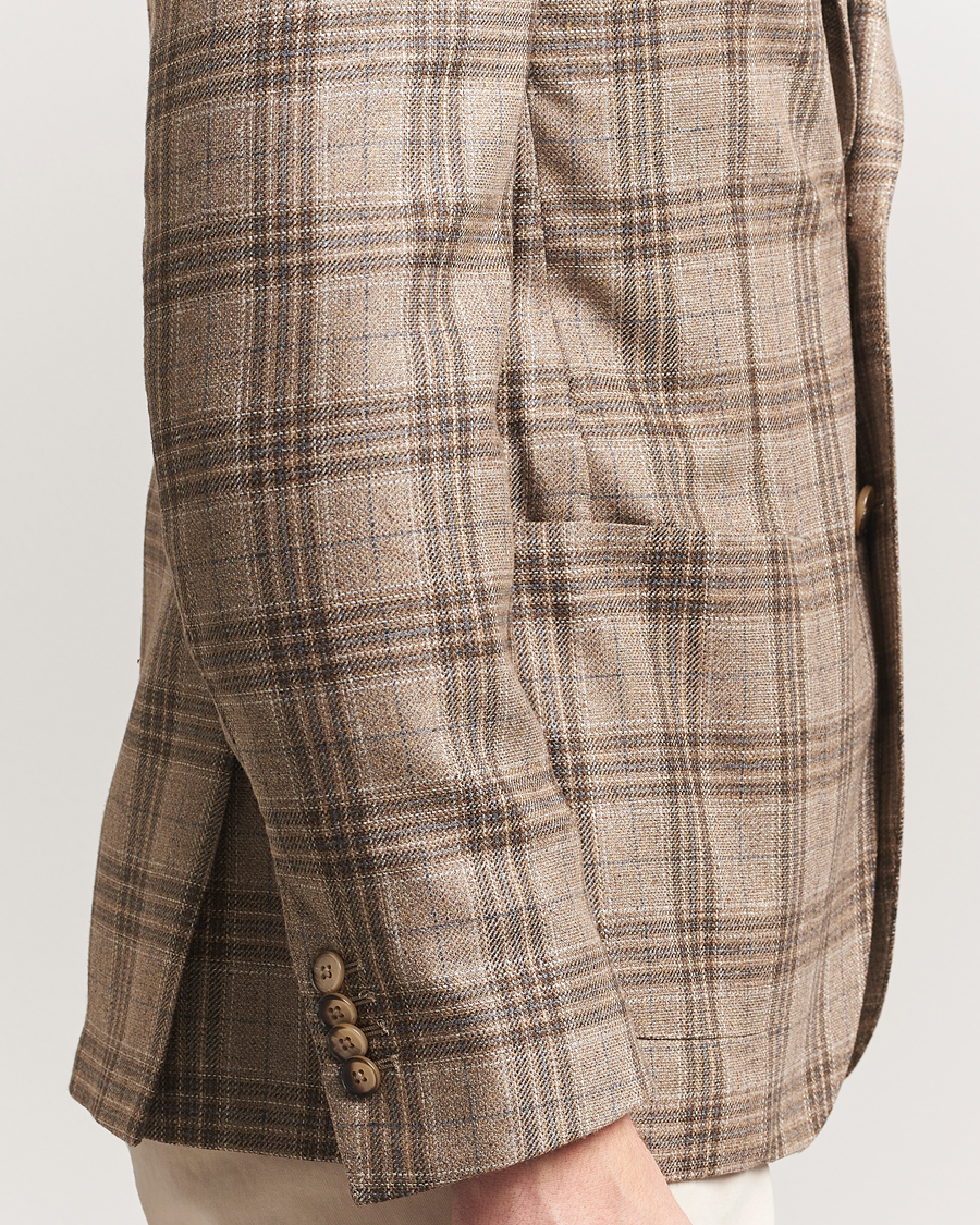 Hombres | Blazers | L.B.M. 1911 | Jack Regular Fit Silk/Wool Overcheck Blazer Brown