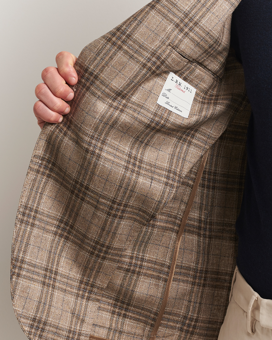 Hombres | Blazers | L.B.M. 1911 | Jack Regular Fit Silk/Wool Overcheck Blazer Brown