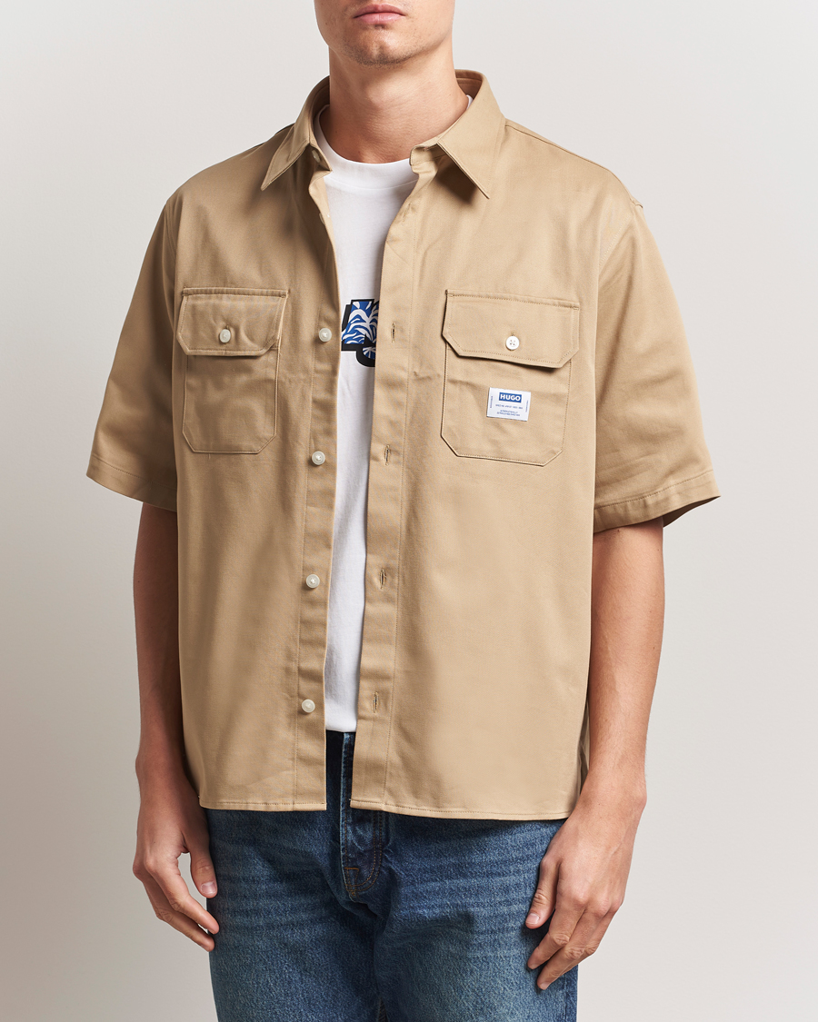 Hombres | Camisas | HUGO | Ekyno Short Sleeve Shirt Medium Beige