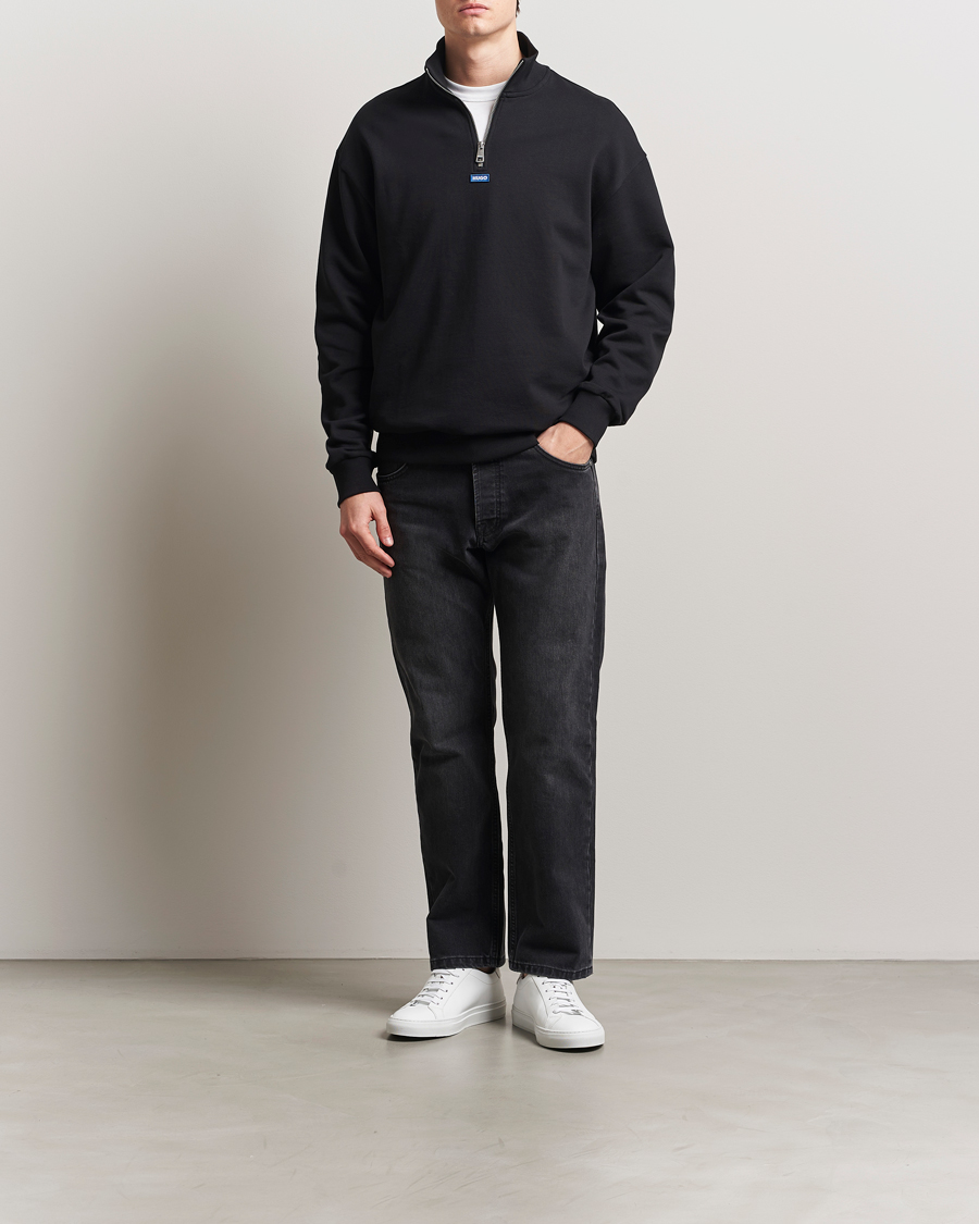 Hombres | Jerséis y prendas de punto | HUGO | Neeler Half Zip Sweatshirt Black