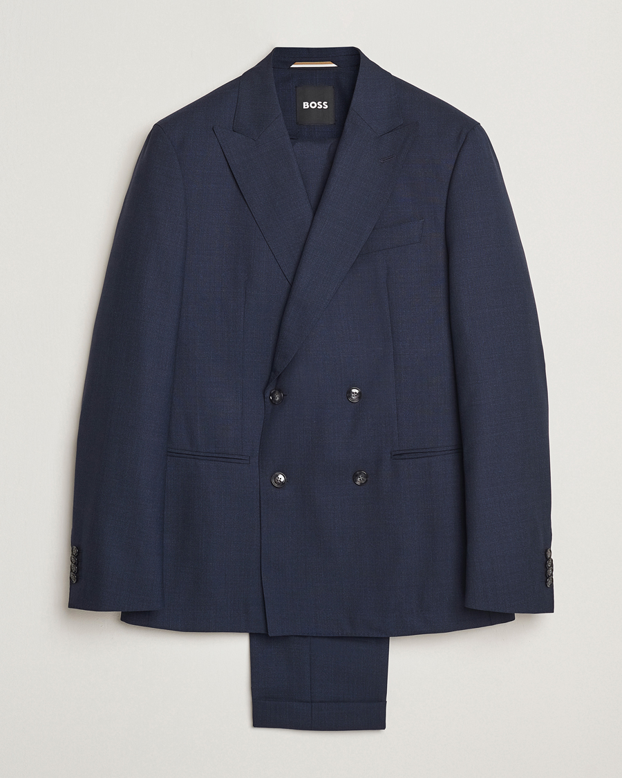 Hombres | Trajes | BOSS BLACK | Huge Wool Double Breasted Suit Navy