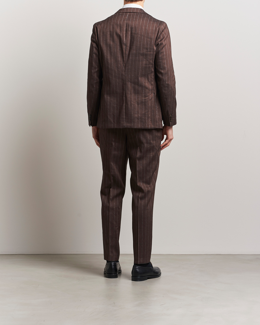 Hombres | Trajes | BOSS BLACK | Hanry Wool Pinstriped Suit Dark Brown