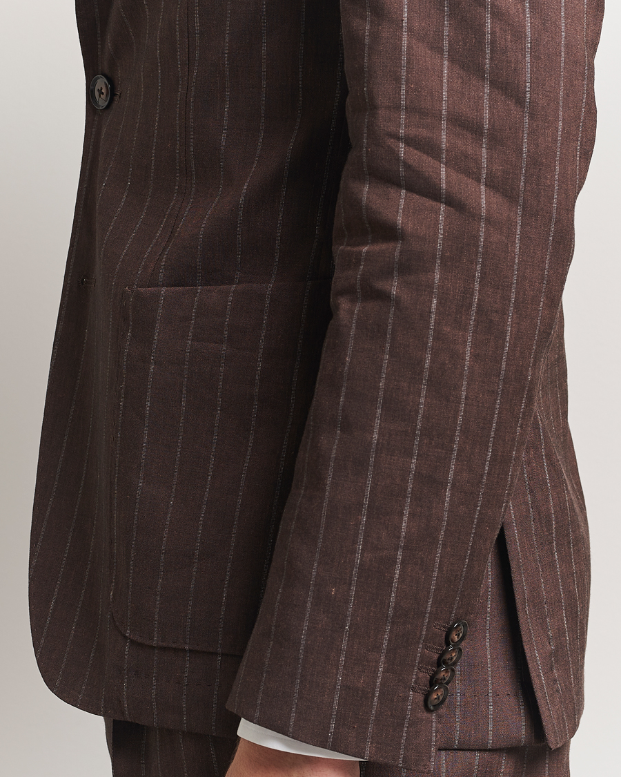 Hombres | Trajes | BOSS BLACK | Hanry Wool Pinstriped Suit Dark Brown