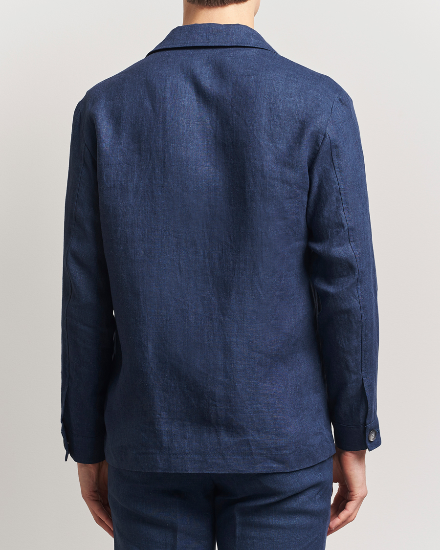 Hombres | Abrigos y chaquetas | BOSS BLACK | Carper Linen Shirt Jacket Dark Blue