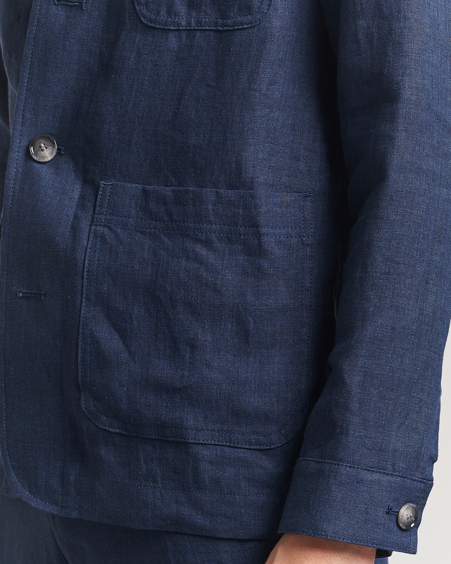 Hombres | Abrigos y chaquetas | BOSS BLACK | Carper Linen Shirt Jacket Dark Blue