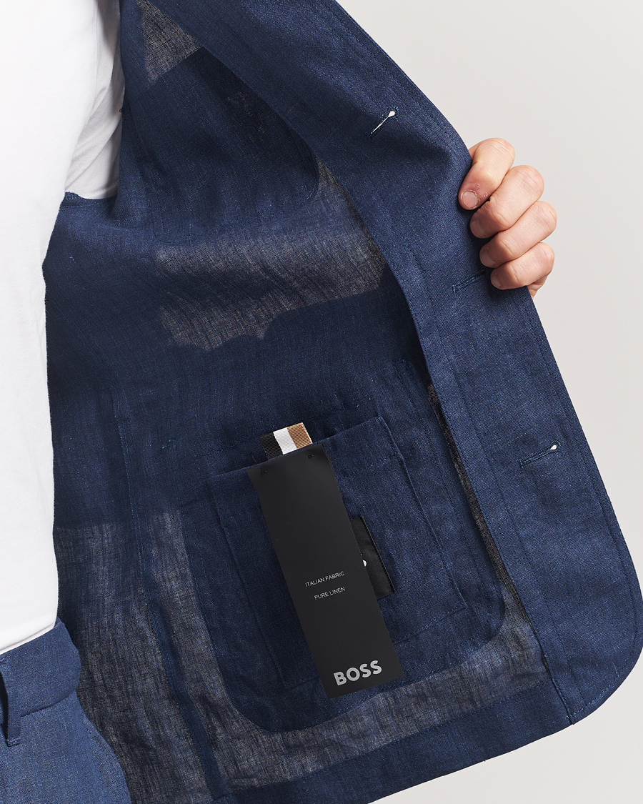 Hombres | Abrigos y chaquetas | BOSS BLACK | Carper Linen Shirt Jacket Dark Blue