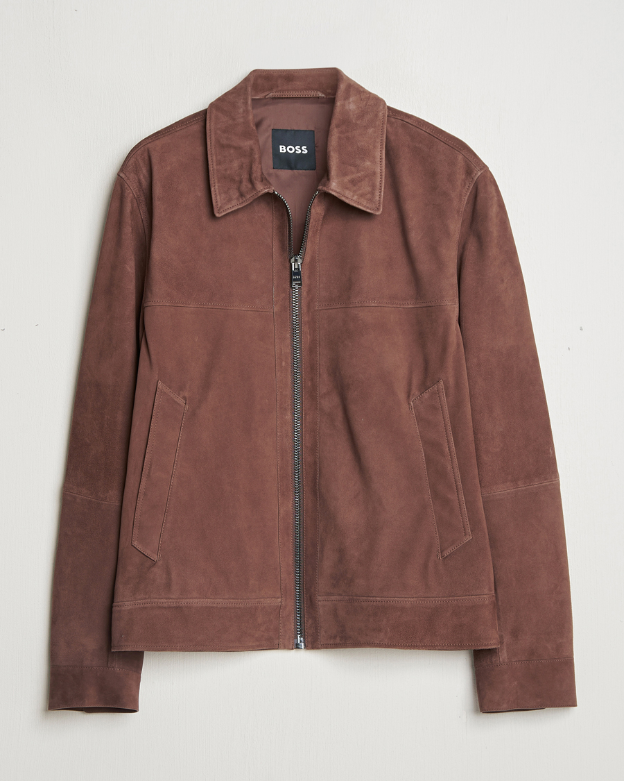 Hombres | Abrigos y chaquetas | BOSS BLACK | Malbano Suede Jacket Dark Brown