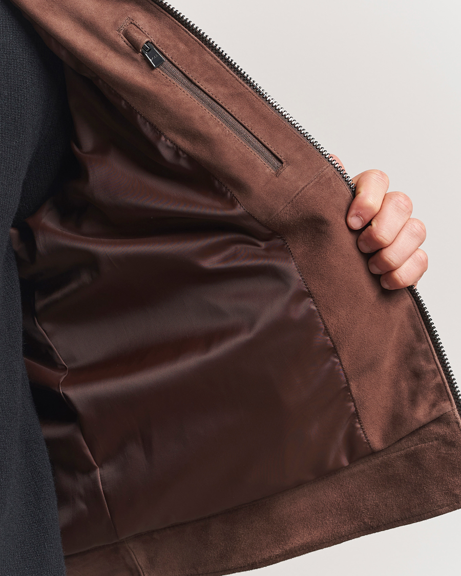 Hombres | Abrigos y chaquetas | BOSS BLACK | Malbano Suede Jacket Dark Brown