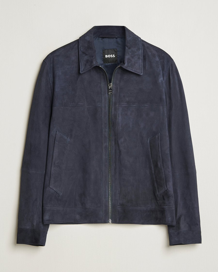 Hombres | Abrigos y chaquetas | BOSS BLACK | Malbano Suede Jacket Dark Blue
